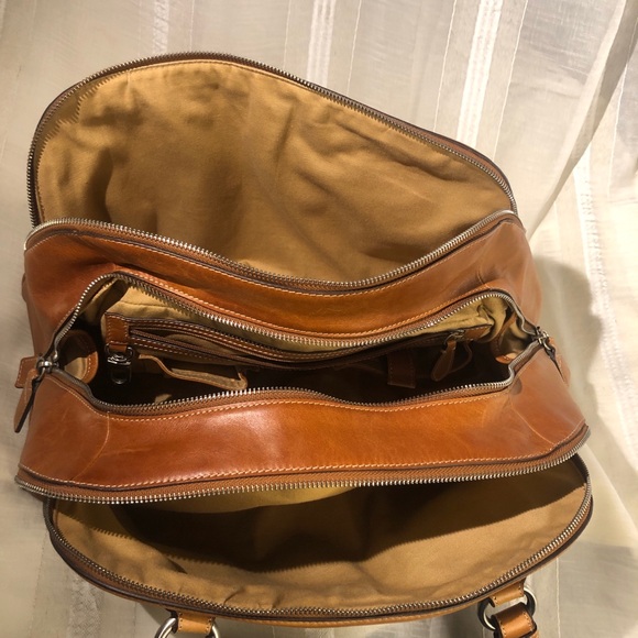 Cole Haan triple compartment cognac leather bag. Canvas inside - Picture 11 of 15